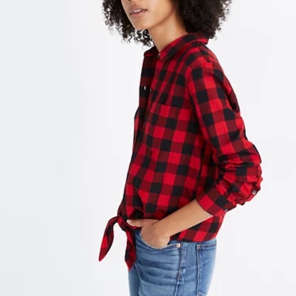 Madewell tie front flannel in buffalo check XS - Picture 4 of 13
